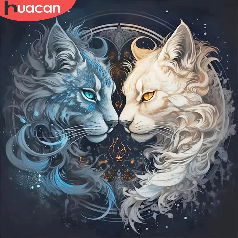 HUACAN Diamond Mosaic Cat Full Square Round Drill Embroidery Animal New 2024 Kits Decorative Paintings HUACAN Diamond Mosaic Cat Full Square Round Drill Embroidery Animal New 2024 Kits Decorative Paintings